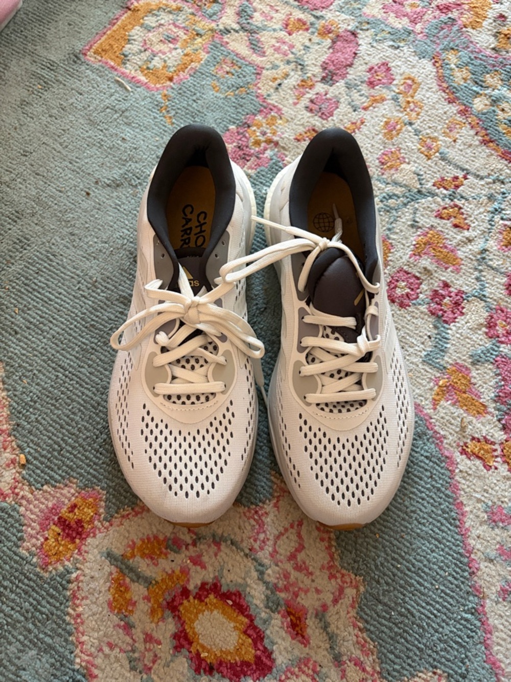 adidas White and Gray Breathable Lace-Up Trainers